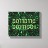 SlipperyJoe's 69 binaire code levendige groene com Canvas Afdruk (Voorkant)