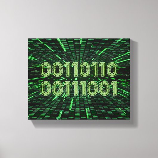 SlipperyJoe's 69 binaire code levendige groene com Canvas Afdruk (Voorkant)