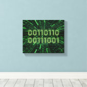 SlipperyJoe's 69 binaire code levendige groene com Canvas Afdruk (Insitu (Houten vloer))