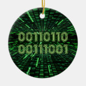 SlipperyJoe's 69 binaire code levendige groene com Keramisch Ornament (Voorkant)