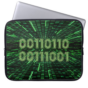 SlipperyJoe's 69 binaire code levendige groene com Laptop Sleeve