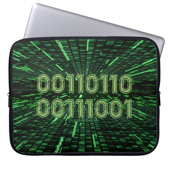 SlipperyJoe's 69 binaire code levendige groene com Laptop Sleeve (Voorkant)