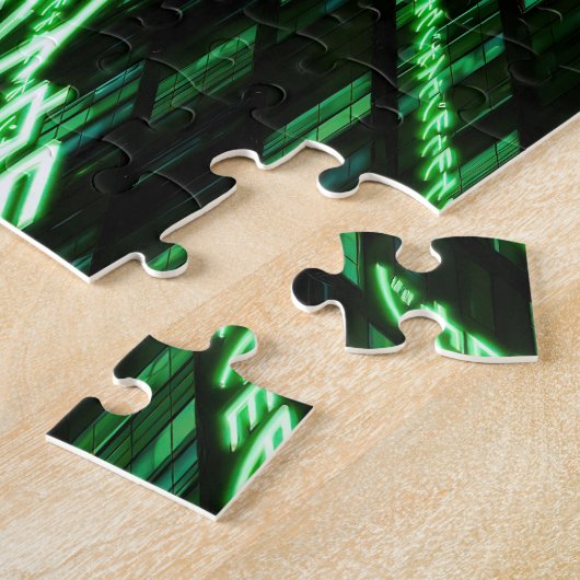 SlipperyJoe's 69 binaire code levendige groene com Legpuzzel (Zijkant)