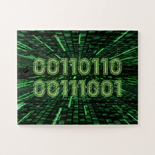 SlipperyJoe's 69 binaire code levendige groene com Legpuzzel (Horizontaal)