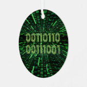SlipperyJoe's 69 binaire code levendige groene com Metalen Ornament (Voorkant links)