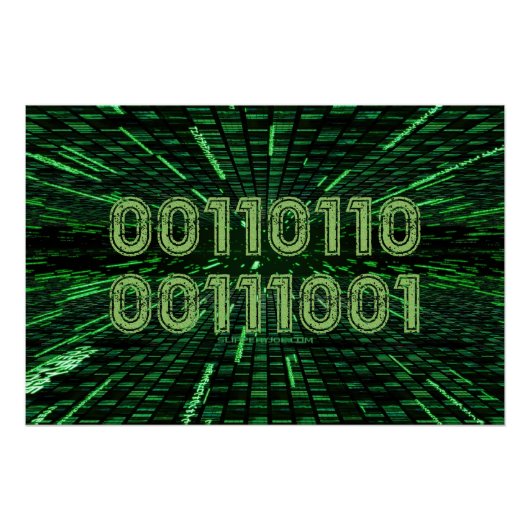 SlipperyJoe's 69 binaire code levendige groene com Perfect Poster (Voorkant)