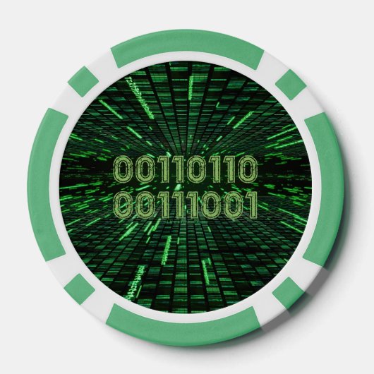 SlipperyJoe's 69 binaire code levendige groene com Poker Chips (Achterkant)