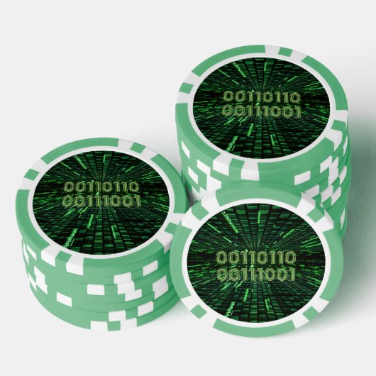 SlipperyJoe's 69 binaire code levendige groene com Poker Chips (Opstapeling)