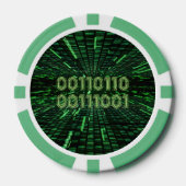 SlipperyJoe's 69 binaire code levendige groene com Poker Chips (Voorkant)