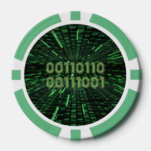 SlipperyJoe's 69 binaire code levendige groene com Poker Chips (Voorkant)