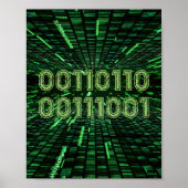 SlipperyJoe's 69 binaire code levendige groene com Poster (Voorkant)