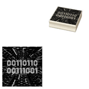 SlipperyJoe's 69 binaire code levendige groene com Rubberstempel