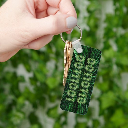 SlipperyJoe's 69 binaire code levendige groene com Sleutelhanger (Hand)