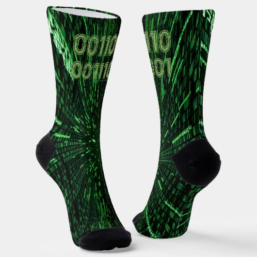 SlipperyJoe's 69 binaire code levendige groene com Sokken (Gebogen)