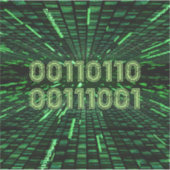 SlipperyJoe's 69 binaire code levendige groene com Sticker (Voorkant)