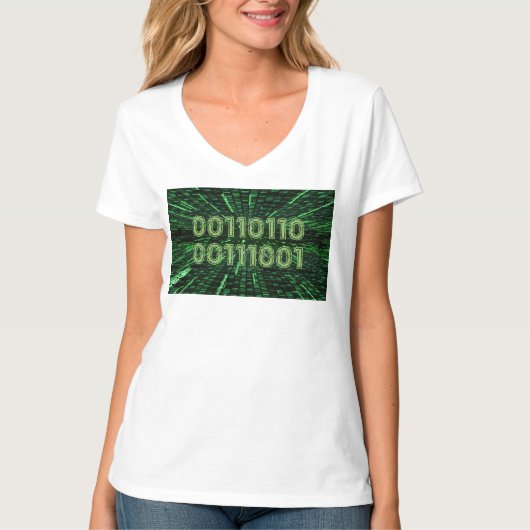 SlipperyJoe's 69 binaire code levendige groene com T-shirt (Voorkant)