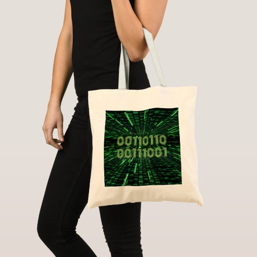 SlipperyJoe's 69 binaire code levendige groene com Tote Bag (Voorkant (product))