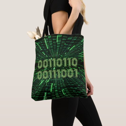 SlipperyJoe's 69 binaire code levendige groene com Tote Bag (Dichtbij)