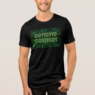 SlipperyJoe's 69 binaire code levendige groene com Tri-Blend Shirt