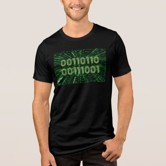 SlipperyJoe's 69 binaire code levendige groene com Tri-Blend Shirt (Voorkant)