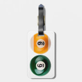 SlipperyJoe's 69 harde pooltafel twee biljartbal Bagagelabel (Achterkant verticaal)