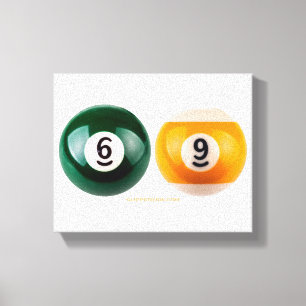 SlipperyJoe's 69 harde pooltafel twee biljartbal Canvas Afdruk