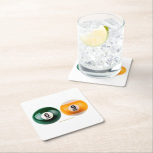 SlipperyJoe's 69 harde pooltafel twee biljartbal Kartonnen Onderzetters