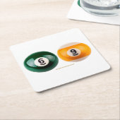 SlipperyJoe's 69 harde pooltafel twee biljartbal Kartonnen Onderzetters (Schuin)