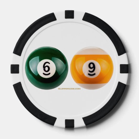 SlipperyJoe's 69 harde pooltafel twee biljartbal Poker Chips (Voorkant)