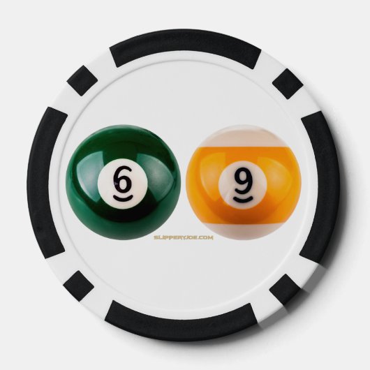SlipperyJoe's 69 harde pooltafel twee biljartbal Poker Chips (Achterkant)