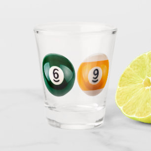 SlipperyJoe's 69 harde pooltafel twee biljartbal Shot Glas