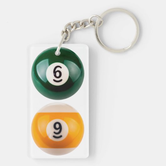 SlipperyJoe's 69 harde pooltafel twee biljartbal Sleutelhanger (achterkant)