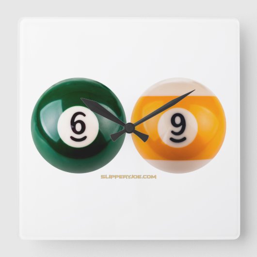 SlipperyJoe's 69 harde pooltafel twee biljartbal Vierkante Klok (Voorkant)