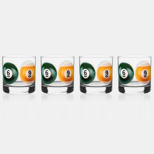 SlipperyJoe's 69 harde pooltafel twee biljartbal Whisky Glas (Achterkant)