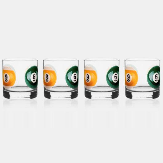 SlipperyJoe's 69 harde pooltafel twee biljartbal Whisky Glas (Links)