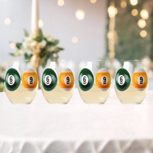 SlipperyJoe's 69 harde pooltafel twee biljartbal Wijnglas Zonder Voet