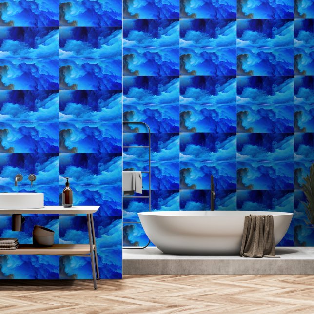 SlipperyJoe's abstracte wolkenkunstwerk kleurrijke Behang (Badkamer)