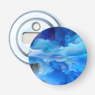 SlipperyJoe's abstracte wolkenkunstwerk kleurrijke Button Flesopener