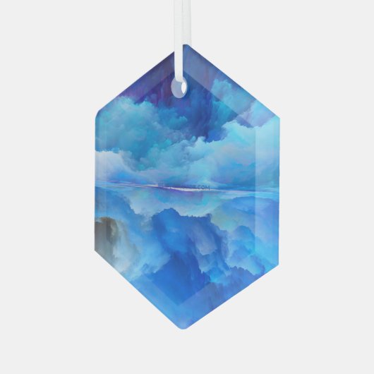 SlipperyJoe's abstracte wolkenkunstwerk kleurrijke Glas Ornament (Voorkant links)