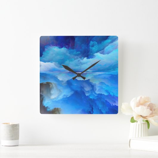 SlipperyJoe's abstracte wolkenkunstwerk kleurrijke Vierkante Klok (Huis)
