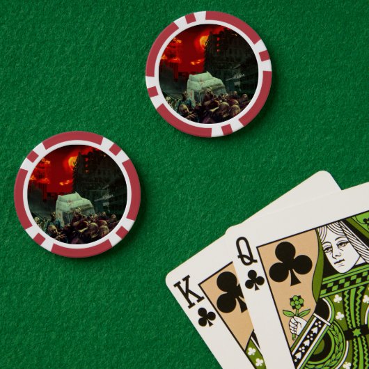 SlipperyJoe's apocalyptische Halloween-scène grote Poker Chips (Pokertafel (Dubbel))
