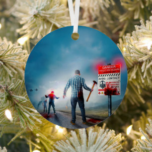 SlipperyJoe's apocalyptische infectiegevaar Hallow Metalen Ornament