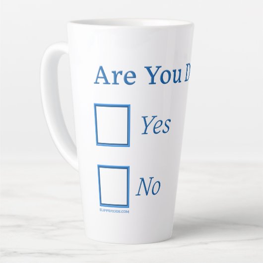 SlipperyJoe's Are You Drink gehamerd selectievakje Latte Mok (Linkerhoek)