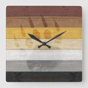 SlipperyJoe's artistieke Beer Wood gay gifts Beer Vierkante Klok