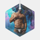 SlipperyJoe's artistieke Man ondergoed bulge gay p Glas Ornament (Voorkant)