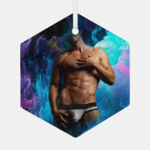 SlipperyJoe's artistieke Man ondergoed bulge gay p Glas Ornament (Achterkant)