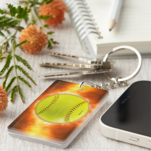 SlipperyJoe's artistieke Softbal op volle toeren g Sleutelhanger