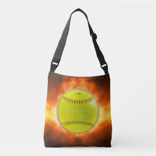 SlipperyJoe's artistieke Softball op vuurcadeaus v Crossbody Tas