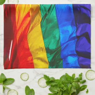 SlipperyJoe's artistieke Wave Gay Pride Flag cadea Theedoek