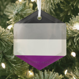 SlipperyJoe's aseksuele trots vlag met de nadruk o Glas Ornament